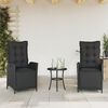 vidaXL Bistro Set Black PE rattan Medium Adjustable Armrests