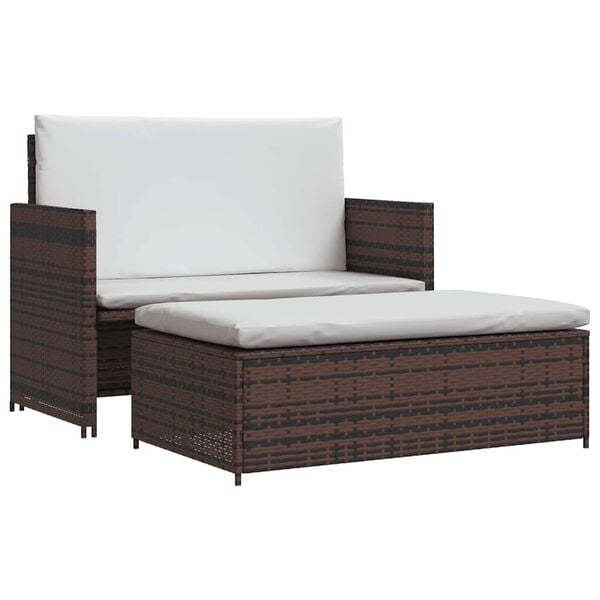 vidaXL Outdoor Furniture Set Brown PE Rattan 2-seater Modular