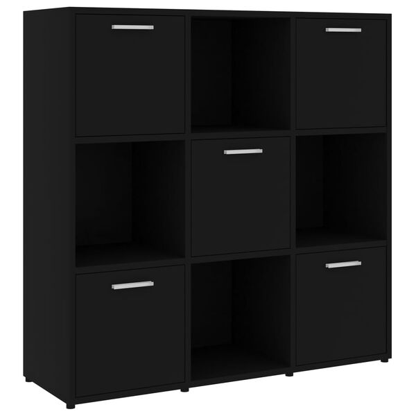 vidaXL Book Cabinet Black Engineered wood Medium Book Cabinet Square