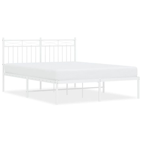 vidaXL Bed Frame White Powder-coated steel Full Bed Frame Rectangular