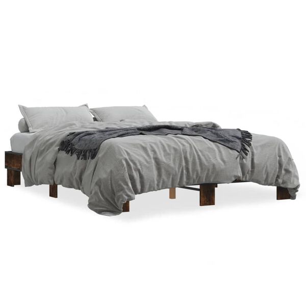 vidaXL Bed Frame Smoked Oak Engineered wood, metal King Size