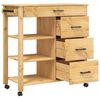 vidaXL Kitchen Trolley MONZA 33.1"x15.7"x34.8" Solid Wood Pine
