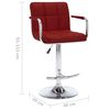 vidaXL Bar Stool Set of 2 Wine Red Faux leather, Steel Height-Adjustable