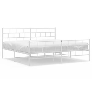 vidaXL Metal Bed Frame White Steel 76 x 80 in Metal Bed Frame