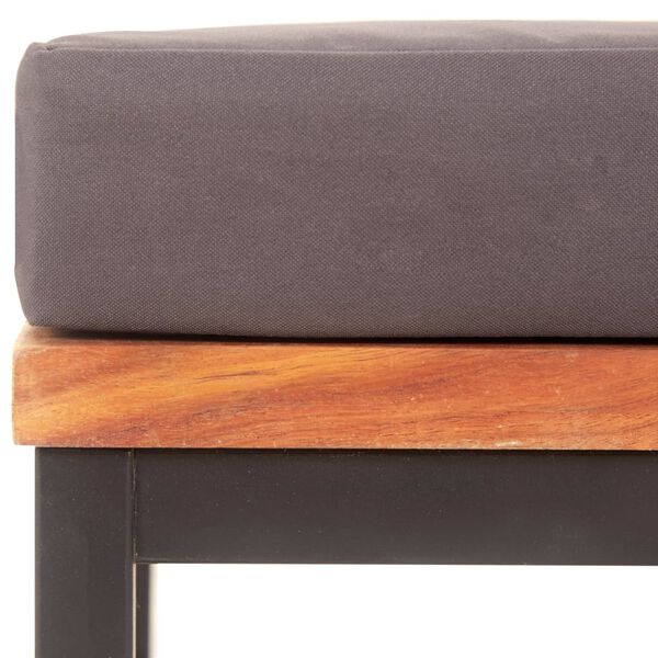 vidaXL Footrest Dark Grey Solid Acacia wood, Powder-coated steel