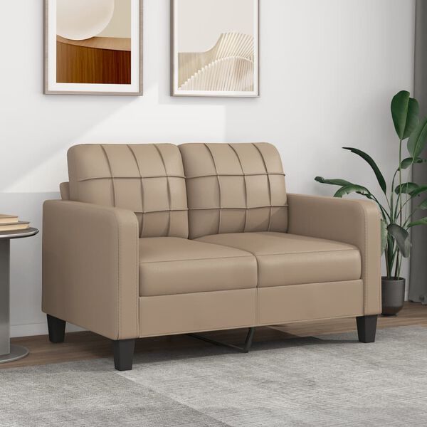 vidaXL 2-seater Sofa Cappuccino Faux leather, Metal, Textilene 2-Seater