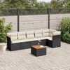 vidaXL Garden Sofa Set Black and brown, Cream white cushions