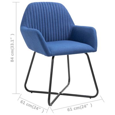 vidaXL Dining Chairs 2 pcs Blue Fabric