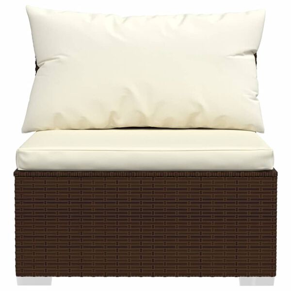 vidaXL 3-seater Sofa Brown with Cream cushions