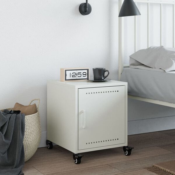 vidaXL Bedside Cabinet White Cold-rolled steel Medium Bedside Cabinet