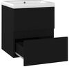 vidaXL Sink Cabinet With Basin Black, White Engineered Wood, Ceramic Small