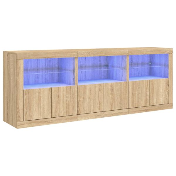 vidaXL Sideboard Sonoma Oak Engineered wood, glass Large Sideboard