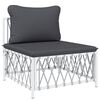vidaXL 5 Piece Patio Lounge Set with Cushions White Steel