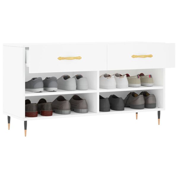 vidaXL Shoe Bench White Engineered wood Medium Shoe Storage Bench