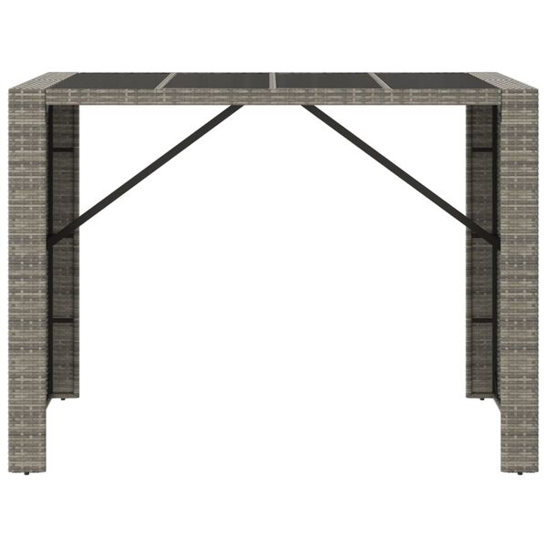 vidaXL Bar Table With Glass Top Grey, Black