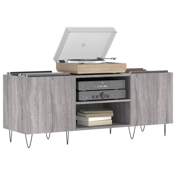 vidaXL Record Cabinet Grey Sonoma Engineered wood, Iron Medium