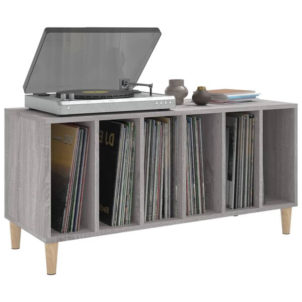 vidaXL Record Cabinet Grey Sonoma Engineered wood, Solid eucalyptus wood