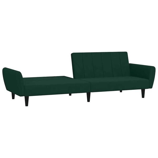 vidaXL Sofa Bed Dark Green Velvet (100% polyester), Wood, Plastic Medium