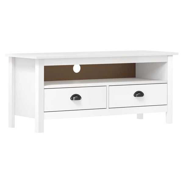 vidaXL TV Cabinet White Solid pine wood Medium TV Cabinet Rectangular