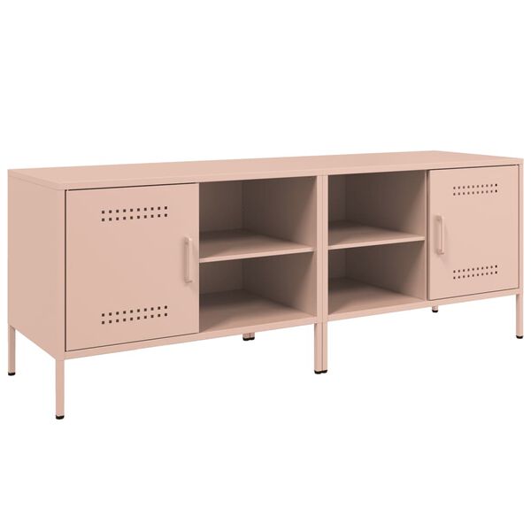 vidaXL TV Cabinet Set of 2 Pink Steel Medium TV Cabinet Rectangular