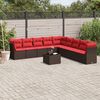vidaXL 10 Piece Patio Sofa Set with Cushions Brown Poly Rattan