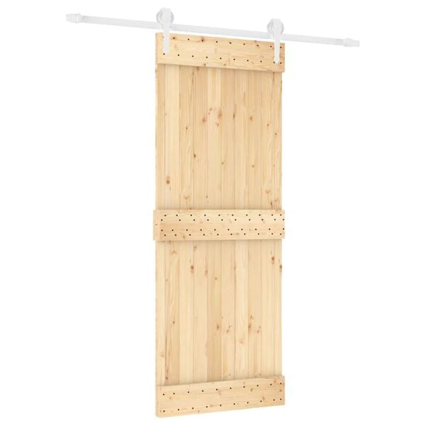 vidaXL Sliding Door with Hardware Set 31.5x82.7" Solid Wood Pine