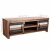 vidaXL TV Stand Wood, Black, White Solid Acacia wood, MDF