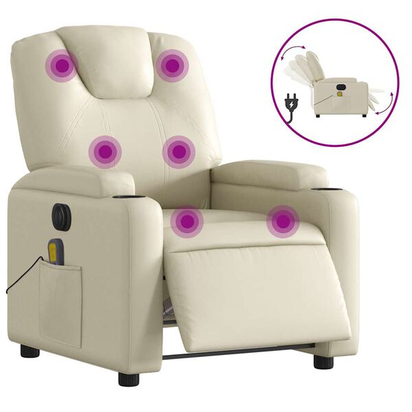 vidaXL Electric Massage Recliner Chair Cream