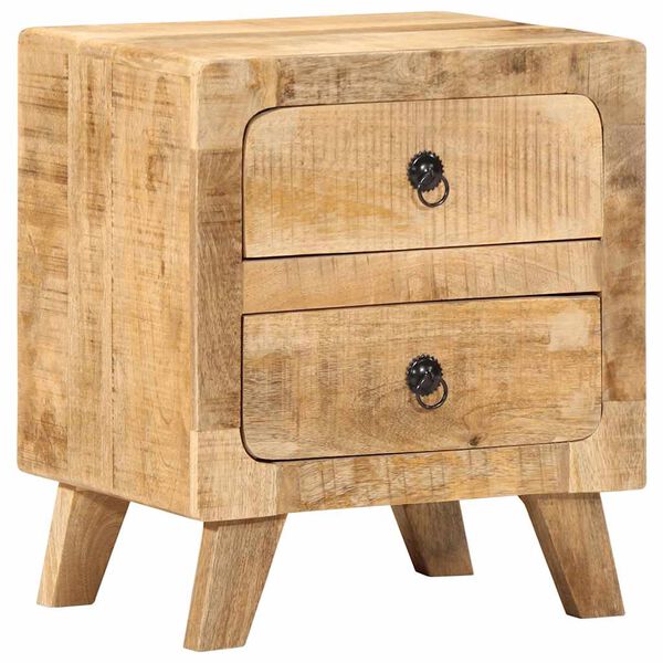 vidaXL Nightstand Rough Mango Solid Mango Wood 15.7x12.6x18.1 in