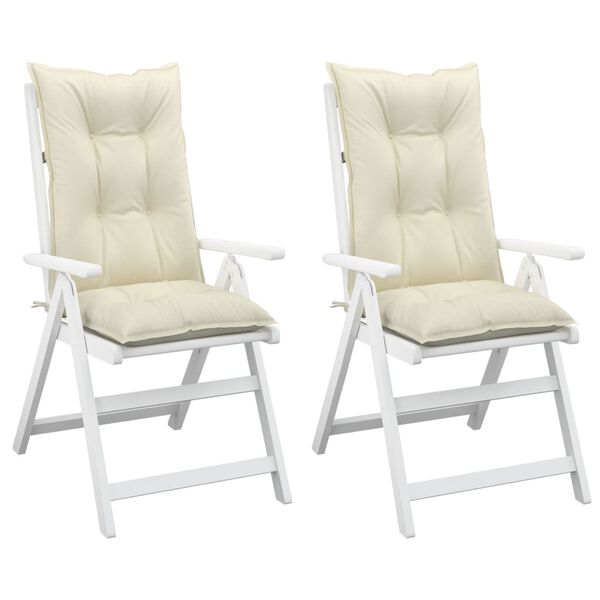 vidaXL Highback Chair Cushion Set of 2 Cream Polyester, PP hollow fiber