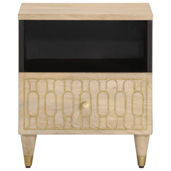 vidaXL Bedside Cabinet Bleach Natural Solid Mango Wood, Engineered Wood