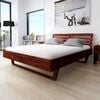 vidaXL Double Bed Brown Solid Acacia Wood Double Wood Grain Double Bed
