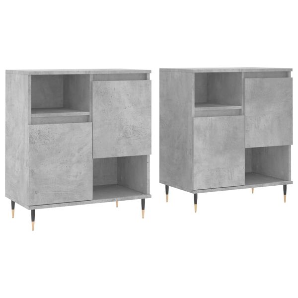 vidaXL Sideboard Set of 2 Concrete grey Engineered wood, metal