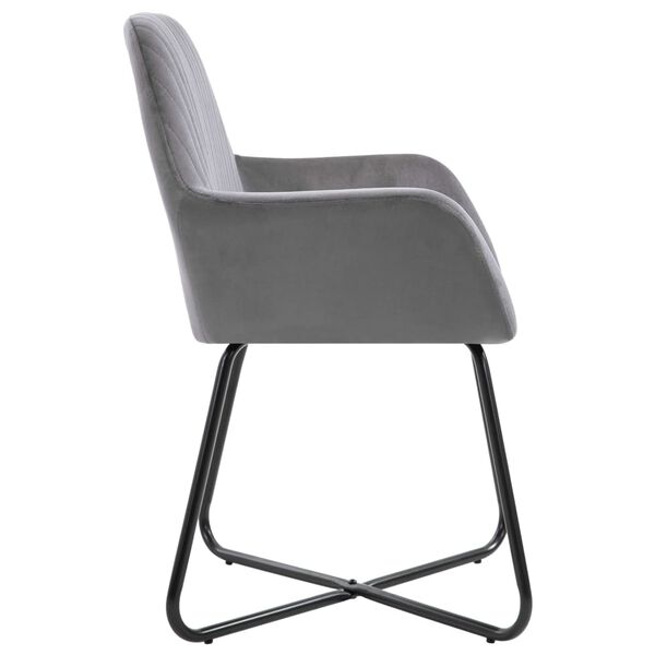 vidaXL Dining Chair Set of 2 Gray Velvet Medium Ergonomic