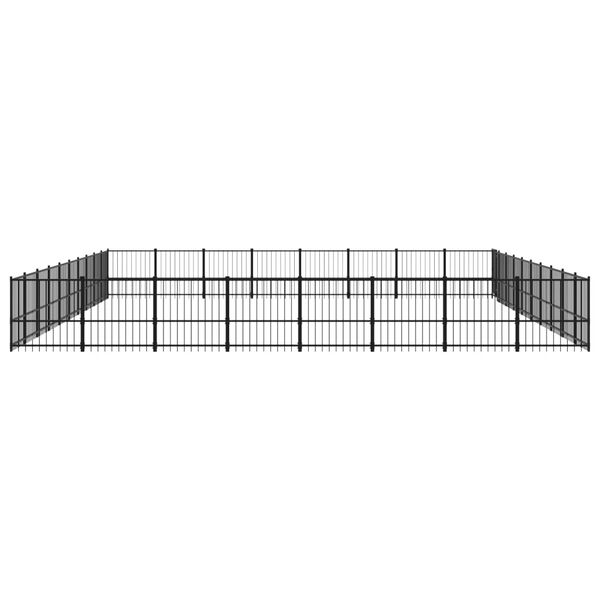 vidaXL Dog Kennel Black Powder-coated steel Large Durable Dog Kennel