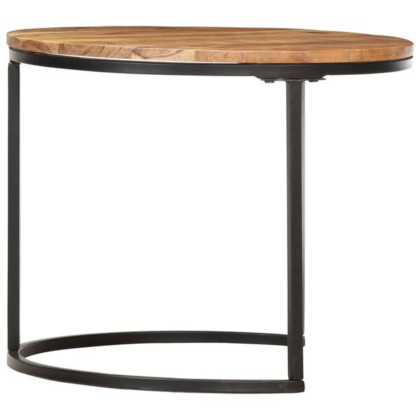 vidaXL Nesting Table Set of 3 Brown Solid acacia wood, iron