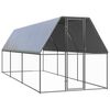vidaXL Chicken Cage Silver, Silver Gray Galvanized steel, polyethylene