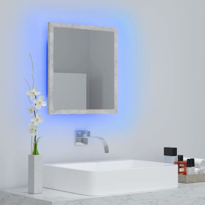 vidaXL LED Bathroom Mirror Concrete Gray 15.7"x3.3"x14.6" Acrylic