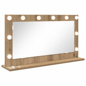 vidaXL Vanity Mirror with LED Strip Lights Artisan Oak 80 x 45 x 18 cm