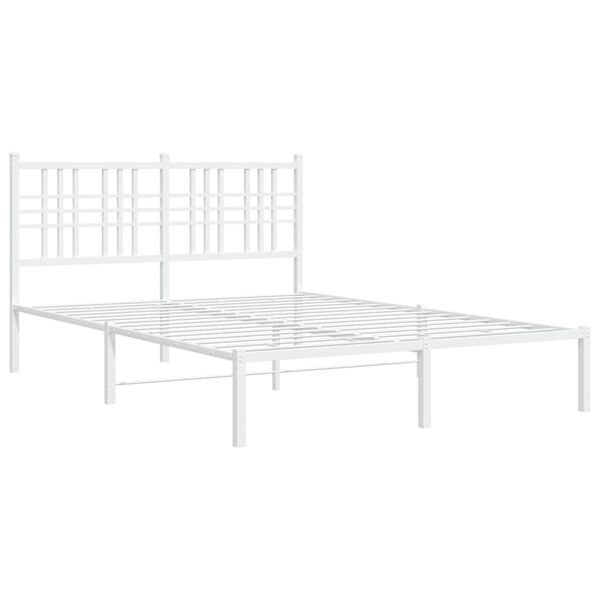 vidaXL Bed Frame White Powder-coated Steel Double Bed Frame