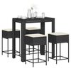 vidaXL Garden Bar Set Black PE rattan Large Removable Covers