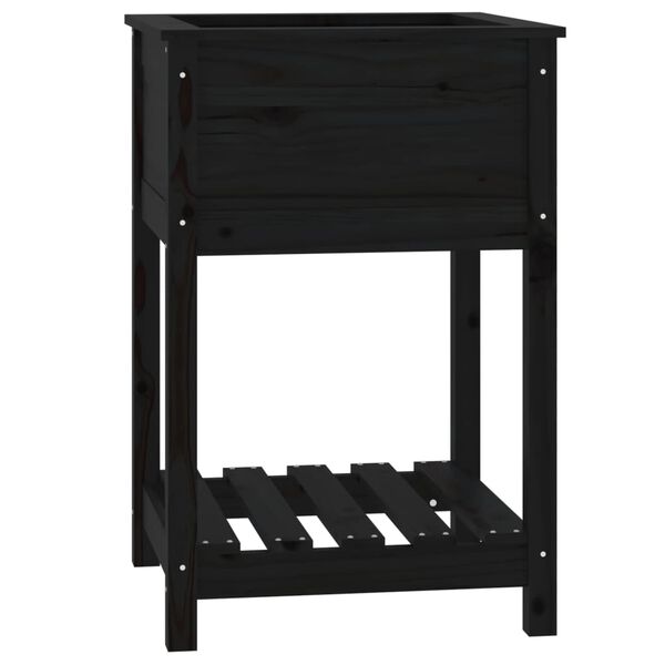 vidaXL Planter Black Solid Pine Wood 21.3 x 21.3 x 31.9 in Planter
