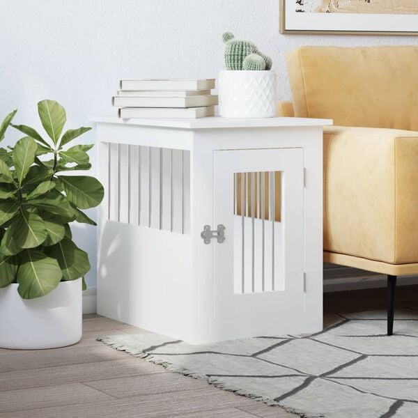 vidaXL Dog Crate Furniture White Engineered wood, Steel