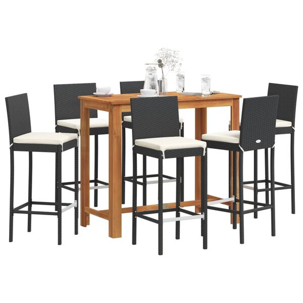 vidaXL Garden Bar Set Black PE rattan Removable Covers Garden Bar Set