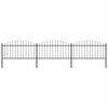 vidaXL Garden Fence with Spear Top Steel 211.4"x59.1" Black