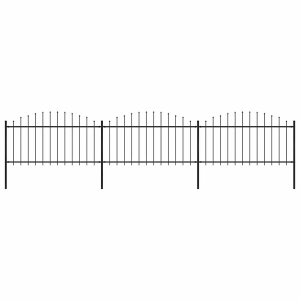 vidaXL Garden Fence with Spear Top Steel 211.4"x59.1" Black