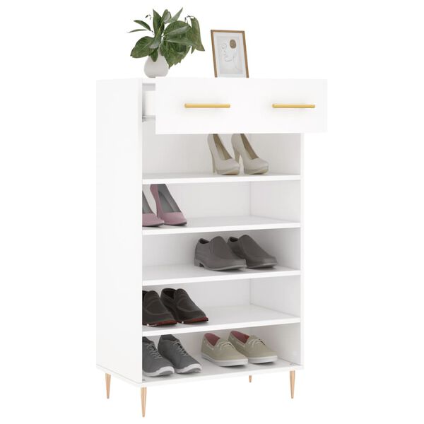 vidaXL Shoe Cabinet White Engineered wood and iron Medium Shoe Cabinet