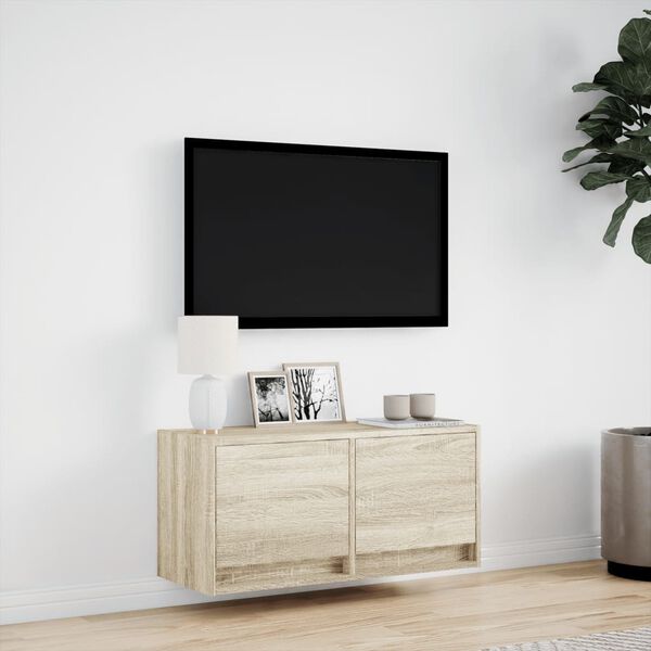 vidaXL TV Wall Cabinet Sonoma oak Engineered wood 31.5 x 12.2 x 15.0 in