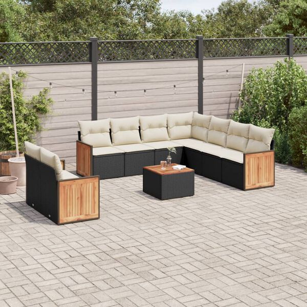 vidaXL Garden Sofa Set Black and Cream