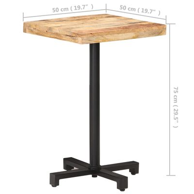 vidaXL Bistro Table Square 19.7"x19.7"x29.5" Rough Mango Wood